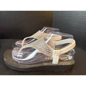 Skechers Yoga Foam Flat Slingback Sandals Womens Size 7 White Rhinestones